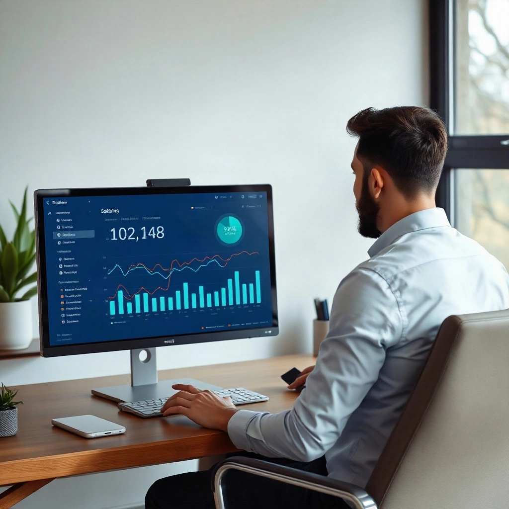 Online business owner reviewing sales dashboard